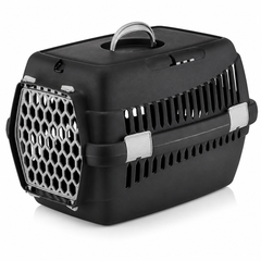 Cat Carrier Box Medium - Black With Grey Door | OM-BX-M-BK-GY