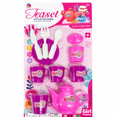 Kitchen Series Plastic Tea Pot, Cups & Accessories Playset | 1008-3