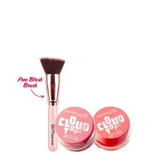 Maybelline New York Cloudtopia Cheek & Lip Mousse duo with two selectable blush shades and free blush brush