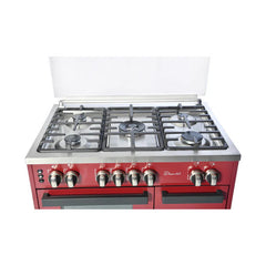 SUPER CHEF Cooker Bottle 90Cm 5 Gas Burners Semi-Pro Red | DCB-941 PRO RD