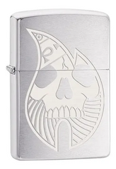 Zippo Flame Skull Laser Engraved Brushed Chrome Windproof Lighter | 29697