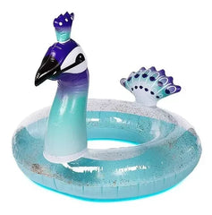 Peacock Inflatable Swim Ring with Glitter - Turquoise | AL1546-10