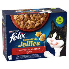Purina Felix Sensations in Jelly Adult Cat Wet Food - Beef, Chicken, Duck & Lamb 12 x 85g