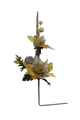 Decorative Gold Flower & Pinecone Christmas Pick | 10077