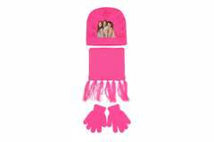 Kids’ Winter Hat, Scarf & Gloves Set with Violetta Print - Fuchsia | AL1885/F