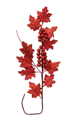 Decorative Red Leaf & Berry Christmas Pick | 10074