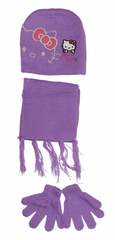 Hello Kitty Kids Winter Set - Hat, Scarf & Gloves - Purple | AL1891