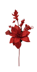 Decorative Red Flower & Berry Christmas Pick | 10073