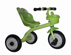 Kids Animal Face Tricycle with Pedals, Front Basket & Comfortable Seat - Green | AL281/G