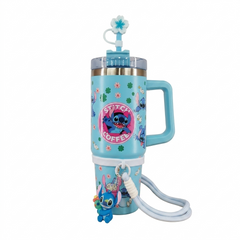 Stitch Coffe Stainless Steel Double Wall Vacuum Insulated Tumbler 1200ml With Stitch Character Charm - Baby Blue | C4087-BL