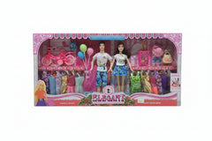 Elegant Fashion Doll Playset - Couple Dolls with Dresses, Bicycle & Accessories | 055B
