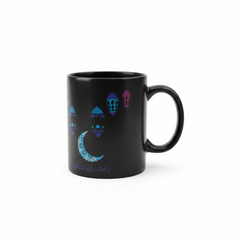 Ramadan Black Ceramic Mug – Blue Crescent & Lantern Night Design | 7047-2