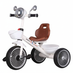 Kids Pedal Tricycle with Basket & Comfortable Seat, Toddler Ride On Bike - White | 1988/W