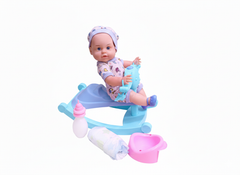 دمية طفل مع لعبة هزازة وإكسسوارات - أزرق | GL100118-BOY
