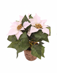 Decorative Artificial White Poinsettia Plant with Pot | MXF-L-001
