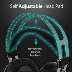 Redragon H301 SIREN2 7.1 Channel Surround Stereo Gaming Headset Over Ear Headphones with Mic Individual Vibration Noise Canceling LED Light