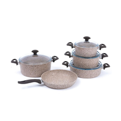 Falez Cooking Set Of 9 Pcs Granite Beige | HUR-A-15170