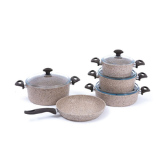 Falez Cooking Set Of 9 Pcs Granite Beige | HUR-A-15170