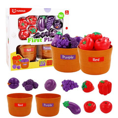 YUNHUI First Play Color Sorting Fruit & Vegetable Toy Set - Red & Purple