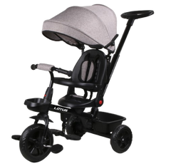 Lotus 4-in-1 Push Trike Multi-Stage Stroller Tricycle with Parent Handle & Canopy - Black | JY-T07B