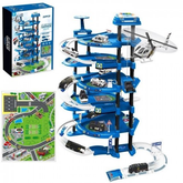 5-Level Police Parking Garage Playset with Spiral Ramps, Helicopter & City Playmat - 82-Piece Set | 660-A324