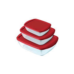 PYREX Cook & Store Set of 3 Roasters with Red Lid | 913S660