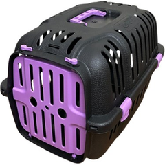Cat Carrier Box Small - Portable Pet Travel Crate with Purple Door & Handle