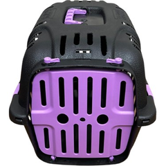 Cat Carrier Box Small - Portable Pet Travel Crate with Purple Door & Handle
