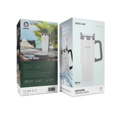 Green Lion Vacuum Travel Mug - White | GNVACTVMUGWH