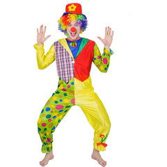 Clown Multicolor Costume (Jumpsuit with Vest & Hat) | 86388