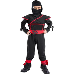 Ninja Warrior Children’s Costume (Hooded Shirt, Pants, Belt, Mask, Armour, Cuffs) - Small Size (110-120 cm) | 091791