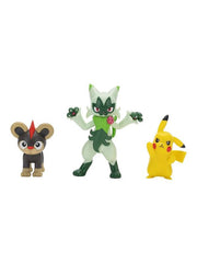 Pokemon Battle Figure 3-Pack - Litleo, Pikachu & Floragato Official Detailed Figures | PKW4087