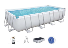 Bestway Power Steel Rectangular Frame Pool 488×244×122 cm with Filter Pump, Ladder, Cover & ChemConnect | P-56670