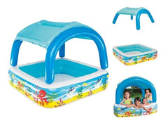 Bestway Inflatable Kiddie Pool with Sunshade - Ocean Design | P-52192