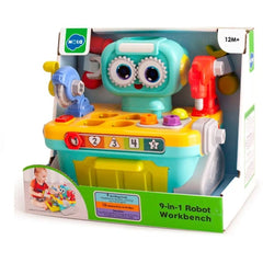Hola 9-in-1 Robot Workbench Toy - Educational Tool Set with Drill, Saw, Hammer & Shape Sorter | HA8975