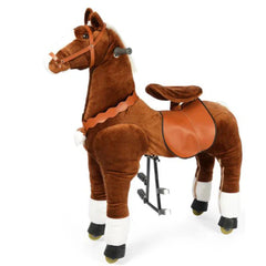 Ride-On Pony Horse Toy with Wheels - Size M Brown Plush | PF2020-2F
