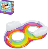 عوامة حمام سباحة Bestway Rainbow المزدوجة القابلة للنفخ مع مساند رأس على شكل سحابة | P-43648
