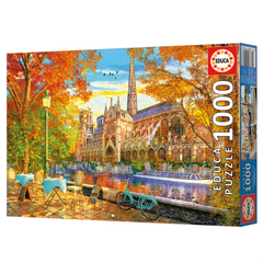 Educa 19936 - Riverside Cathedral Autumn Scene 1000-Piece Jigsaw Puzzle | 19936
