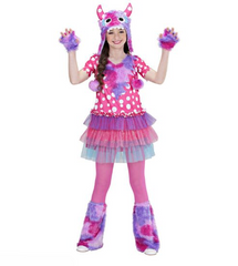 Monster Girl Costume (Dress, Hat, Gloves & Chaps) - Pink/Purple | 0159V