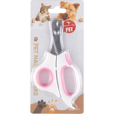 Pet Nail Clippers for Cats & Dogs - Safe and Easy Grooming Trimmer Scissors - Pink/White