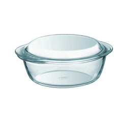 PYREX Essentials Glass Round Casserole 2.1 L - High-Resistance with Lid (COQ)