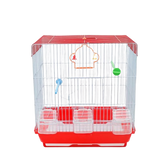 قفص طيور 3DS مع وعاء طعام وموزّع ماء - أحمر