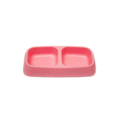 Double Pet Feeding Bowl - Food & Water Dish for Cats and Dogs - Pink