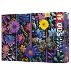 Educa 19909 - Vibrant Floral Butterfly 500-Piece Jigsaw Puzzle | 19909