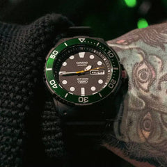 Casio Men 3-Hand Watch - Black / Green | MRW-230H-1E3VDF