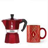 Bialetti Moka Express 3-Cup Red Coffee Maker with Decorative Mug | BIA0009901