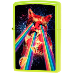 Zippo Pizza Cat Neon Yellow Lighter | 29614