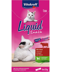 Vitakraft Liquid Snack with Beef & Inulin for Cats - 90g (6 x 15g)