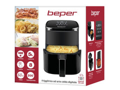 Beper Digital Air Fryer 5L (Roasting, Baking & Grilling), Digital Operating Panel, Touch Sensor, 8 Pre-Set Programmes, Temperature From 80C to 200C | BEP-P101FRI051