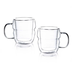 Masterpro Set 2pc Double Wall Borosilicate Glass Coffee Mugs 450ml | BGMP-20206
